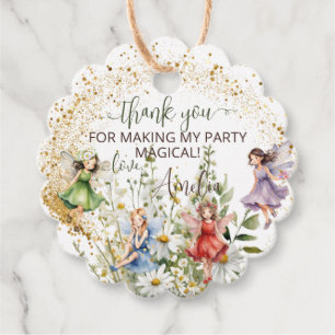 Kleurrijke Flower Fairies Glitter Script Dank u Bedankjes Labels