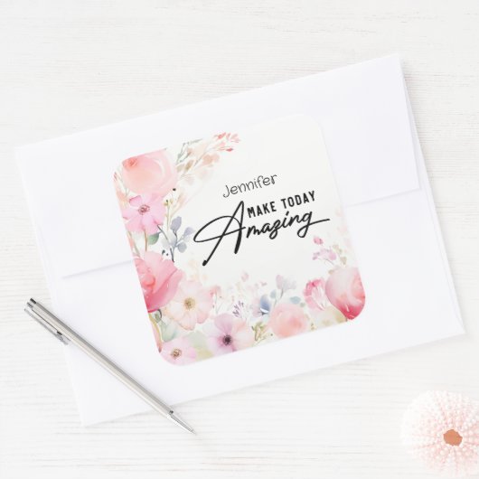 Kleurrijke Flower Inspirerend Sticker (Envelop)