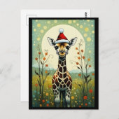 Kleurrijke Flower Meadow Giraffe Santa Christmas Briefkaart (Voorkant / Achterkant)