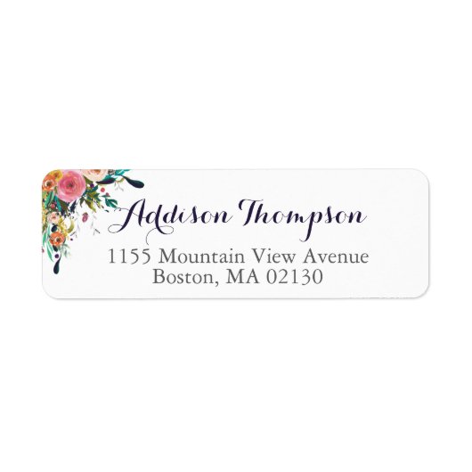 Kleurrijke Flower Return Address Labels Stickers (Voorkant)