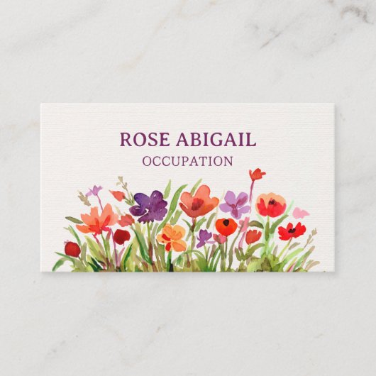 Kleurrijke Flowers Garden waterverf Visitekaartje (Voorkant)
