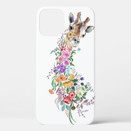 Kleurrijke Flowers Giraffe iPhone Case (Achterkant)