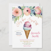 Kleurrijke Flowers Ice Cream Vrijgezellenfeest Par Kaart (Voorkant)