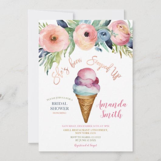 Kleurrijke Flowers Ice Cream Vrijgezellenfeest Par Kaart (Voorkant)