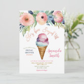 Kleurrijke Flowers Ice Cream Vrijgezellenfeest Par Kaart (Staand voorkant)