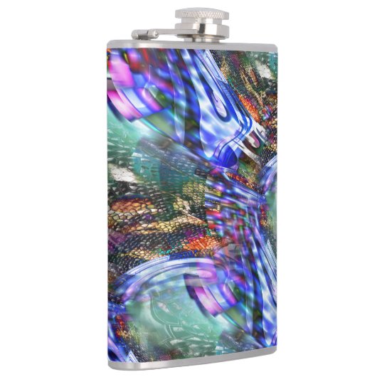 Kleurrijke fluctuatie van virtueel afbeelding over heupfles (Rechts)