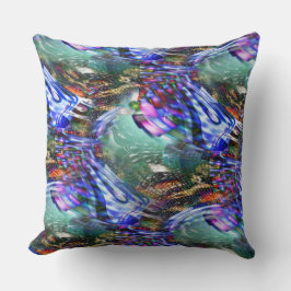 Kleurrijke fluctuatie van virtueel afbeelding over kussen