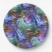 Kleurrijke fluctuatie van virtueel afbeelding over papieren bordje (Voorkant)