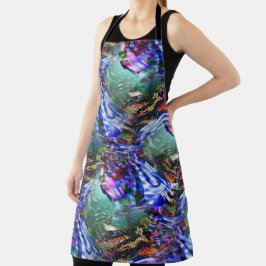 Kleurrijke fluctuatie van virtueel afbeelding over schort