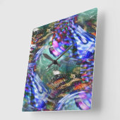 Kleurrijke fluctuatie van virtueel afbeelding over vierkante klok (Hoek)