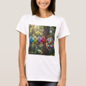 Kleurrijke Fluffy Vogeltjes T-shirt (Voorkant)