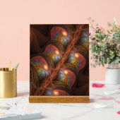 Kleurrijke Fluorescerende Abstracte Trippy Bruine  Acryl Bord (Huwelijk)