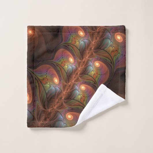 Kleurrijke Fluorescerende Abstracte Trippy Bruine  Bad Handdoek (Wasdoekje)