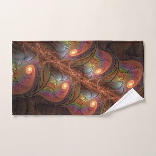 Kleurrijke Fluorescerende Abstracte Trippy Bruine Bad Handdoek (Handdoek)