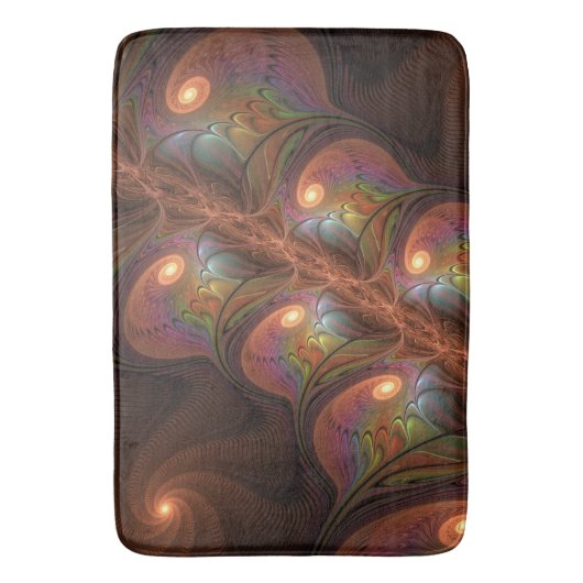 Kleurrijke Fluorescerende Abstracte Trippy Bruine Badmat (Voorkant Verticaal)