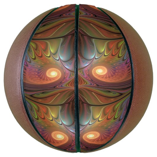 Kleurrijke Fluorescerende Abstracte Trippy Bruine Basketbal (Verticaal)