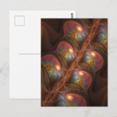 Kleurrijke Fluorescerende Abstracte Trippy Bruine  Briefkaart (Voorkant / Achterkant)