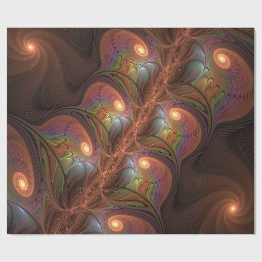 Kleurrijke Fluorescerende Abstracte Trippy Bruine  Cadeaupapier (Vlak)