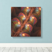 Kleurrijke Fluorescerende Abstracte Trippy Bruine  Canvas Afdruk (Insitu (Houten vloer))