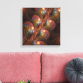 Kleurrijke Fluorescerende Abstracte Trippy Bruine  Canvas Afdruk (Insitu (Woonkamer))