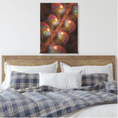 Kleurrijke Fluorescerende Abstracte Trippy Bruine  Canvas Afdruk (Insitu (Slaapkamer))