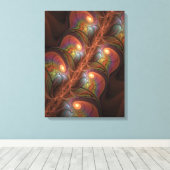 Kleurrijke Fluorescerende Abstracte Trippy Bruine  Canvas Afdruk (Insitu (Houten vloer))