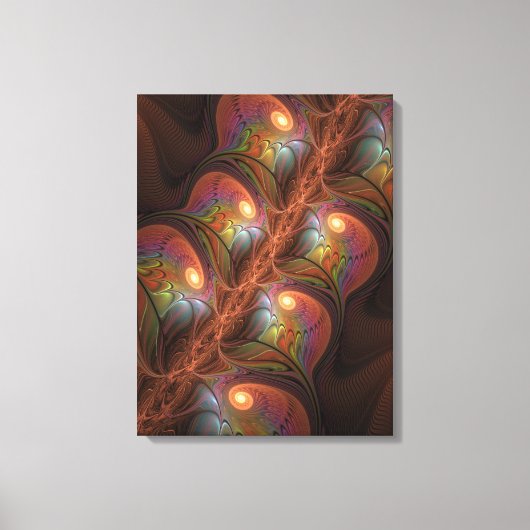 Kleurrijke Fluorescerende Abstracte Trippy Bruine  Canvas Afdruk (Voorkant)