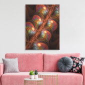 Kleurrijke Fluorescerende Abstracte Trippy Bruine  Canvas Afdruk (Insitu (Woonkamer))
