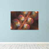 Kleurrijke Fluorescerende Abstracte Trippy Bruine  Canvas Afdruk (Insitu (Houten vloer))