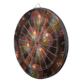 Kleurrijke Fluorescerende Abstracte Trippy Bruine  Dartbord (Voorkant Rechts)