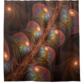 Kleurrijke Fluorescerende Abstracte Trippy Bruine Douchegordijn (Voorkant)