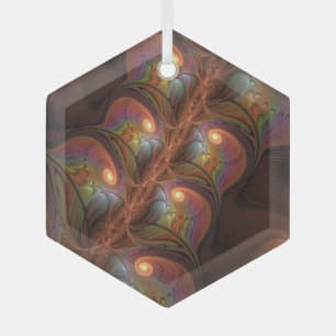 Kleurrijke fluorescerende abstracte trippy bruine glas ornament