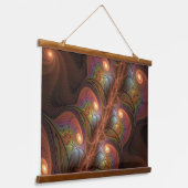 Kleurrijke Fluorescerende Abstracte Trippy Bruine  Hangend Wandkleed (Gebogen)