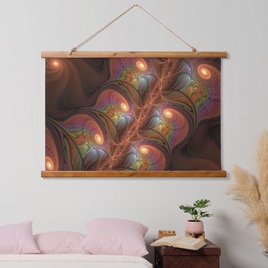 Kleurrijke Fluorescerende Abstracte Trippy Bruine Hangend Wandkleed (Slaapkamer)