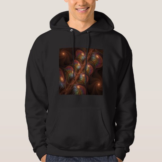 Kleurrijke Fluorescerende Abstracte Trippy Bruine Hoodie (Voorkant)
