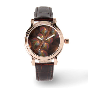 Kleurrijke Fluorescerende Abstracte Trippy Bruine  Horloge
