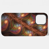 Kleurrijke fluorescerende abstracte trippy bruine iPhone hoesje (Achterkant horizontaal)