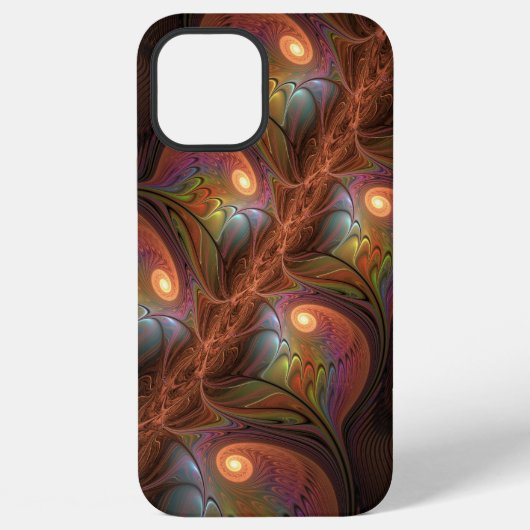 Kleurrijke fluorescerende abstracte trippy bruine iPhone hoesje (Achterkant)