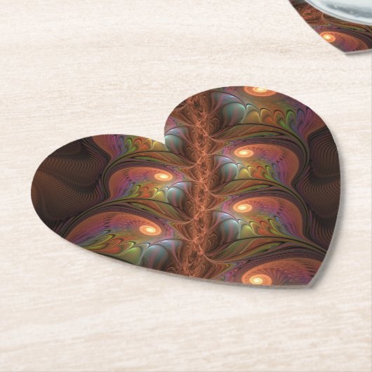 Kleurrijke Fluorescerende Abstracte Trippy Bruine  Kartonnen Onderzetters (Gekanteld)