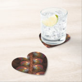 Kleurrijke Fluorescerende Abstracte Trippy Bruine  Kartonnen Onderzetters (Insitu)