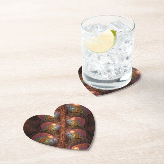 Kleurrijke Fluorescerende Abstracte Trippy Bruine  Kartonnen Onderzetters (Insitu)