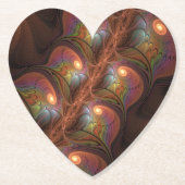 Kleurrijke Fluorescerende Abstracte Trippy Bruine  Kartonnen Onderzetters (Voorkant)