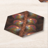 Kleurrijke Fluorescerende Abstracte Trippy Bruine  Kartonnen Onderzetters (Schuin)