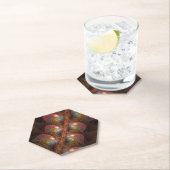 Kleurrijke Fluorescerende Abstracte Trippy Bruine  Kartonnen Onderzetters (Insitu)