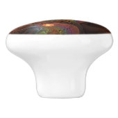 Kleurrijke Fluorescerende Abstracte Trippy Bruine Keramische Knop (Zijkant)