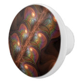 Kleurrijke Fluorescerende Abstracte Trippy Bruine Keramische Knop (Rechts)