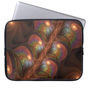 Kleurrijke Fluorescerende Abstracte Trippy Bruine Laptop Sleeve