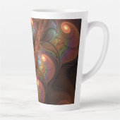 Kleurrijke Fluorescerende Abstracte Trippy Bruine  Latte Mok (Rechts)