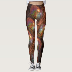 Kleurrijke Fluorescerende Abstracte Trippy Bruine Leggings