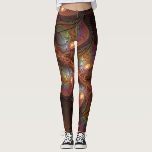 Kleurrijke Fluorescerende Abstracte Trippy Bruine Leggings